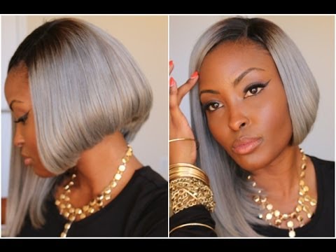 ASSYMETRICAL STRAIGHT GREY-BOB HAIRCUT FOR BLACK WOMEN