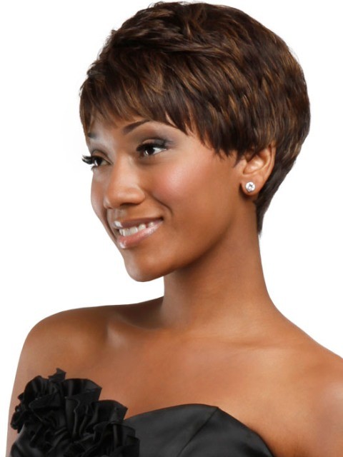 African American Pixie Wigs With Short Bangs