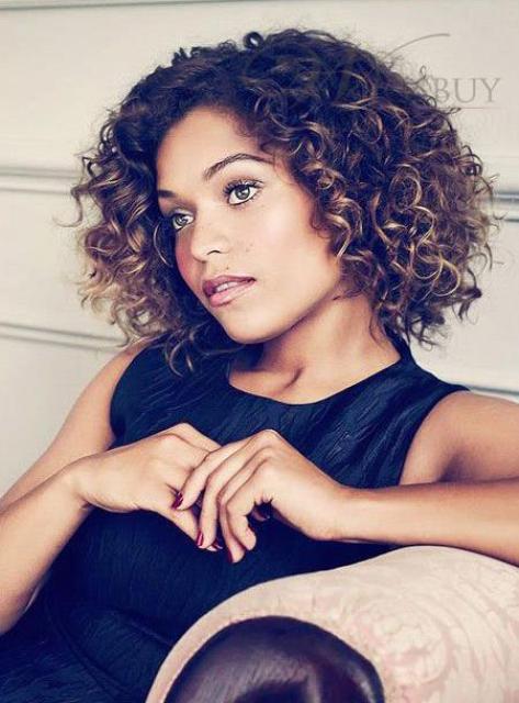 Elegante Fashionable Short Curly Lace Front Synthetic Wig