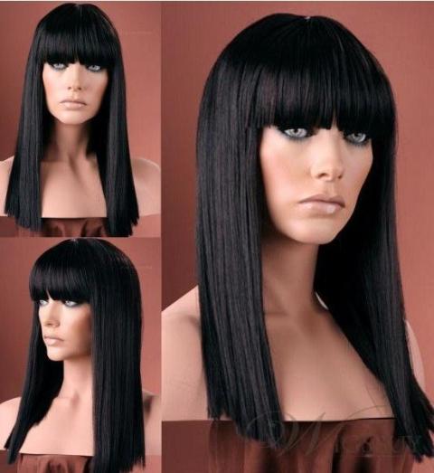 Retro Trend Lovely Medium Straight Black Wig