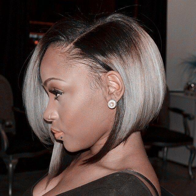 STRAIGHT GREY BOB HAIRCUT FOR BLACK WOMEN