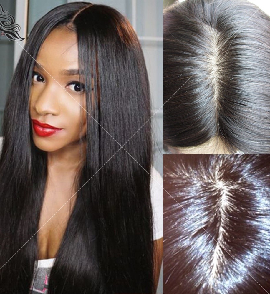 Straight Silk-Top Lace Wigs for Black Women