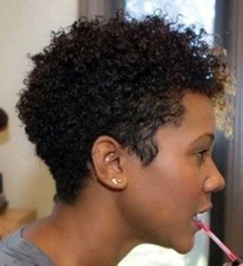 Captivating Short Natural Curly hairstyle for Black Women Round faces