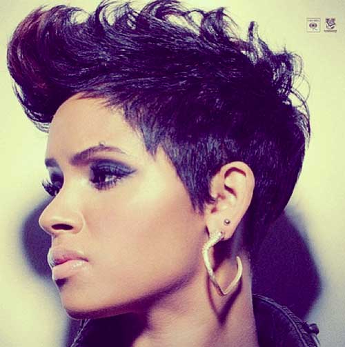 Short Haircut for Long Faces purple colored African American