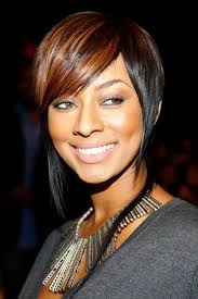 Adorable short two way color haircut long face African American