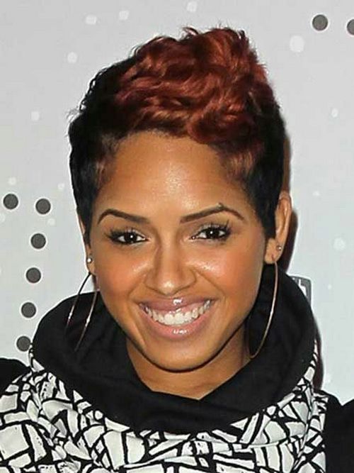 Incredible short two way color haircut round face African American