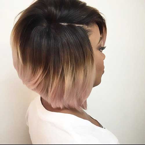 Short bob haircut colored African American at 40