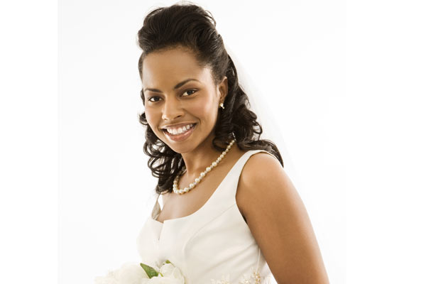 Amazing wedding long hair with up do black women