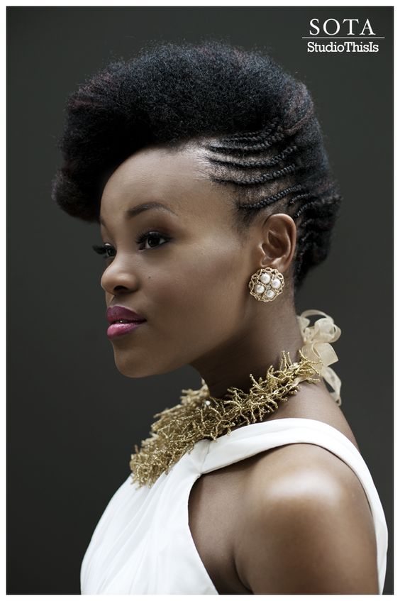 Breathtaking oval face cornrow and natural wedding hairstyle black women