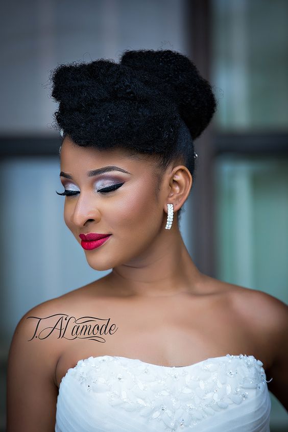 Exquisitely natural curly up do wedding black women