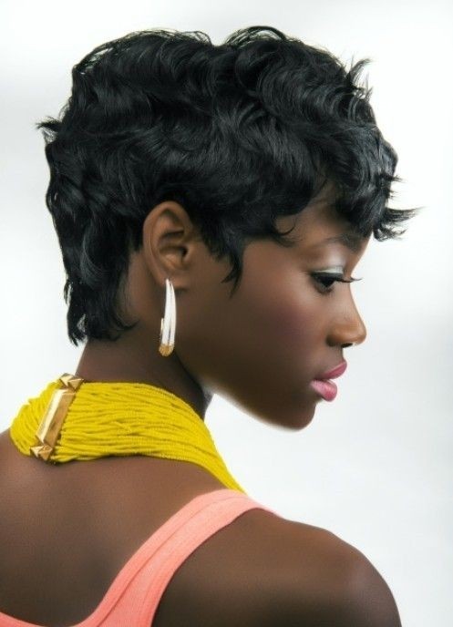 Short thick wavy haircut African American Girls