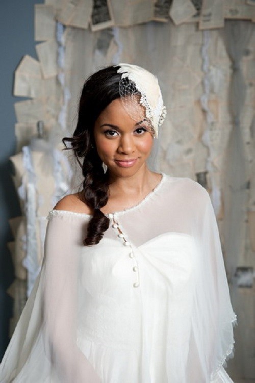 Touching loose fish tail wedding hair black women